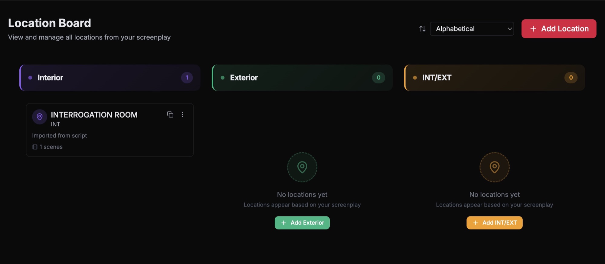 Detected location list showing Interrogation Room